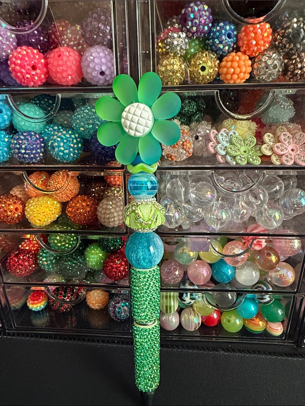 Green & Blue Flower Pen